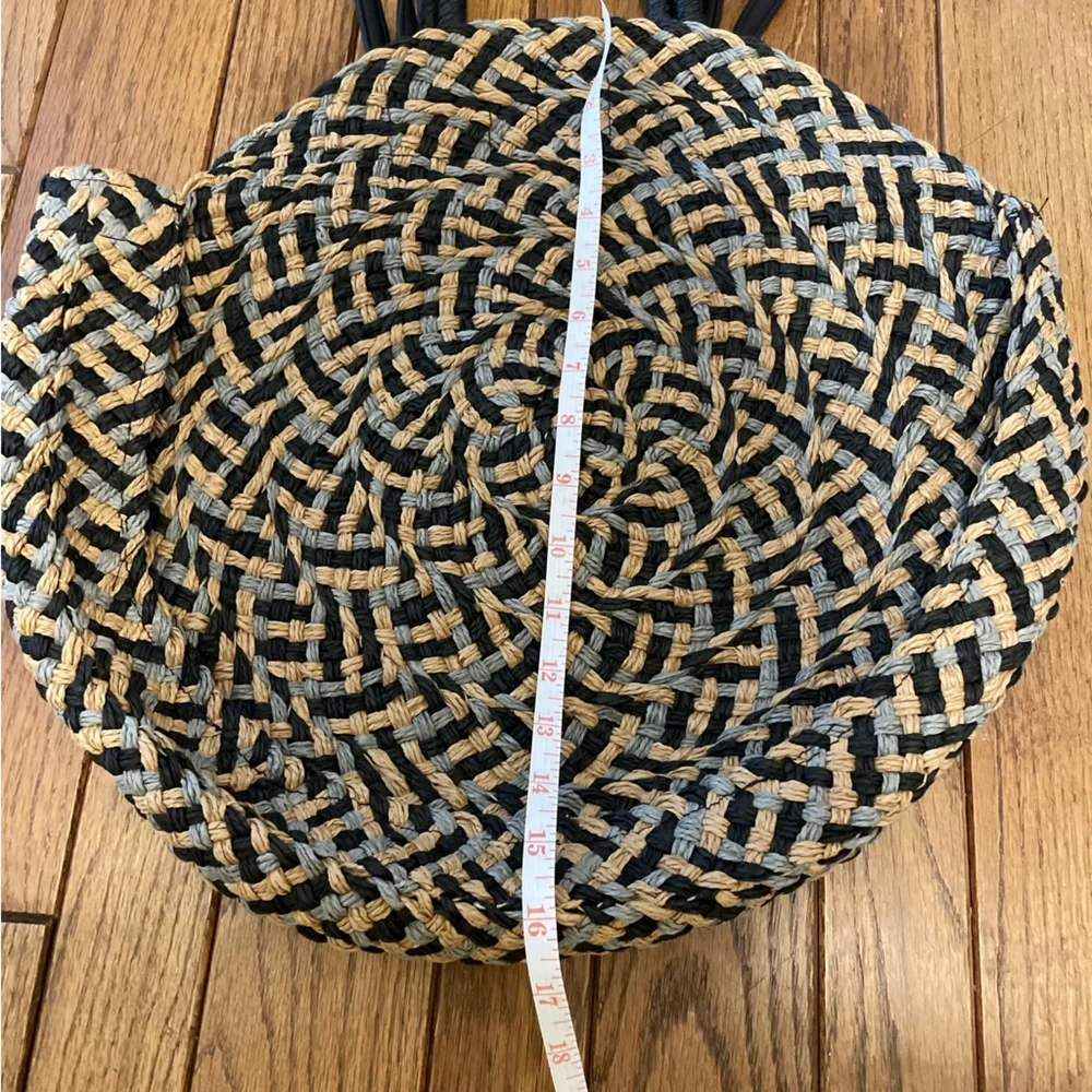 Woven Black, Blue, and Tan Large Cottagecore Feminine Tote Handbag - Picture 5 of 7